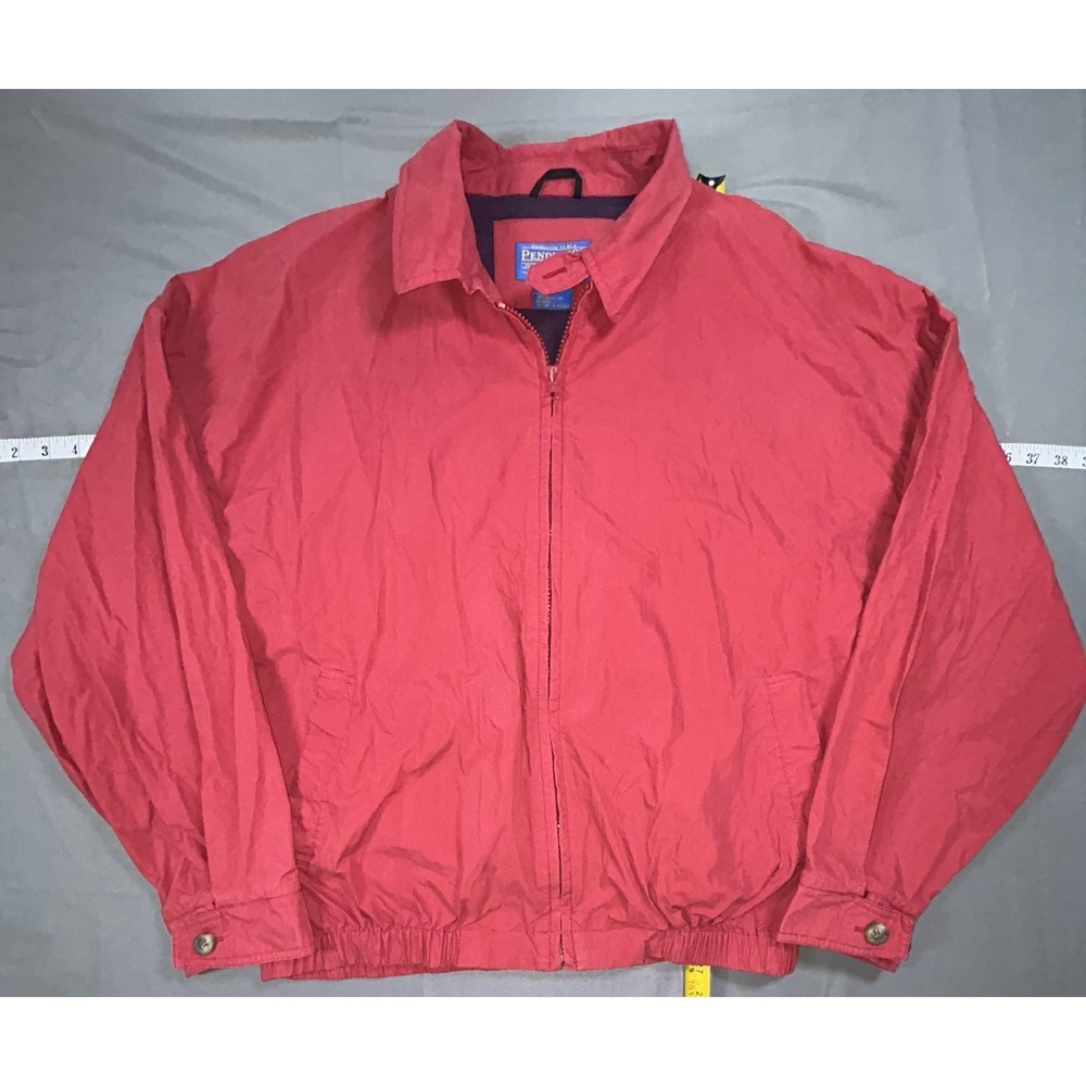Pendleton Jacket Mens XL Red Cotton Nylon Full Zip Lined Windbreaker Casual